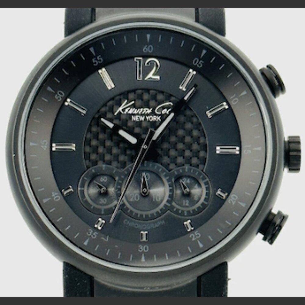 Kenneth Cole New York KC1726 Chrono Slim Sport IP 'Blk' Men's Watch (As New!)